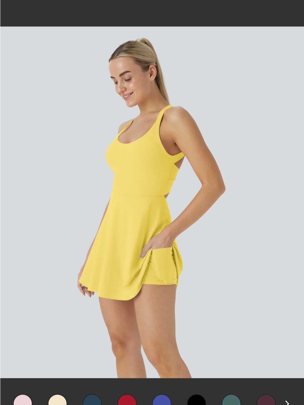 HALARA Bright Yellow Swim Dress with Built-In Skirt